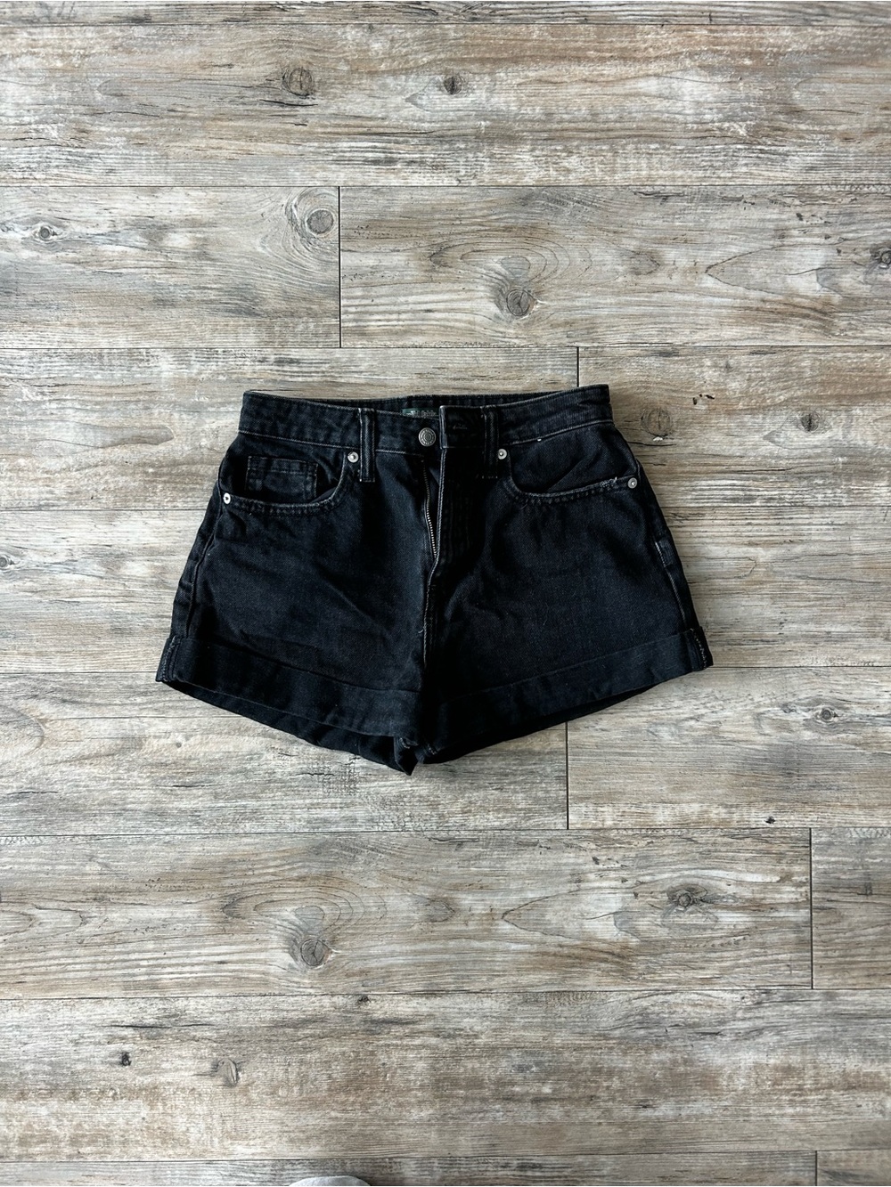 wild fable Black High-Rise Rolled Hem Denim Shorts